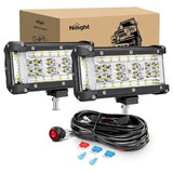 5.5 Inch 132W Side Shooter Quadruple Row Spot Flood LED Light Bars (Pair) Nilight