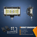 5.5 Inch 132W Side Shooter Quadruple Row Spot Flood LED Light Bars (Pair) Nilight