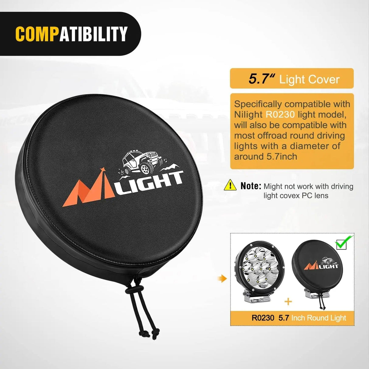 5.75 Inch Round Offroad Driving Pod Light Cover Type A Nilight