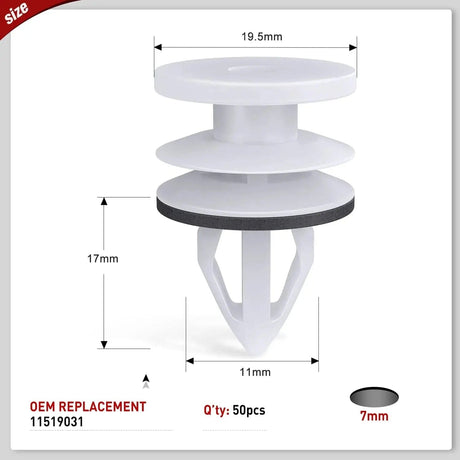 50 Pcs Head 19.5mm Hole 7mm Door Trim Panel Retainer Clips Replacement for 2005-2009 Buick Allure 2013-2018 Cadillac ATS 2007-2013 Chevy Avalanche 08-09, Replaces GM 11519031 Hummer H2 2003 Nilight