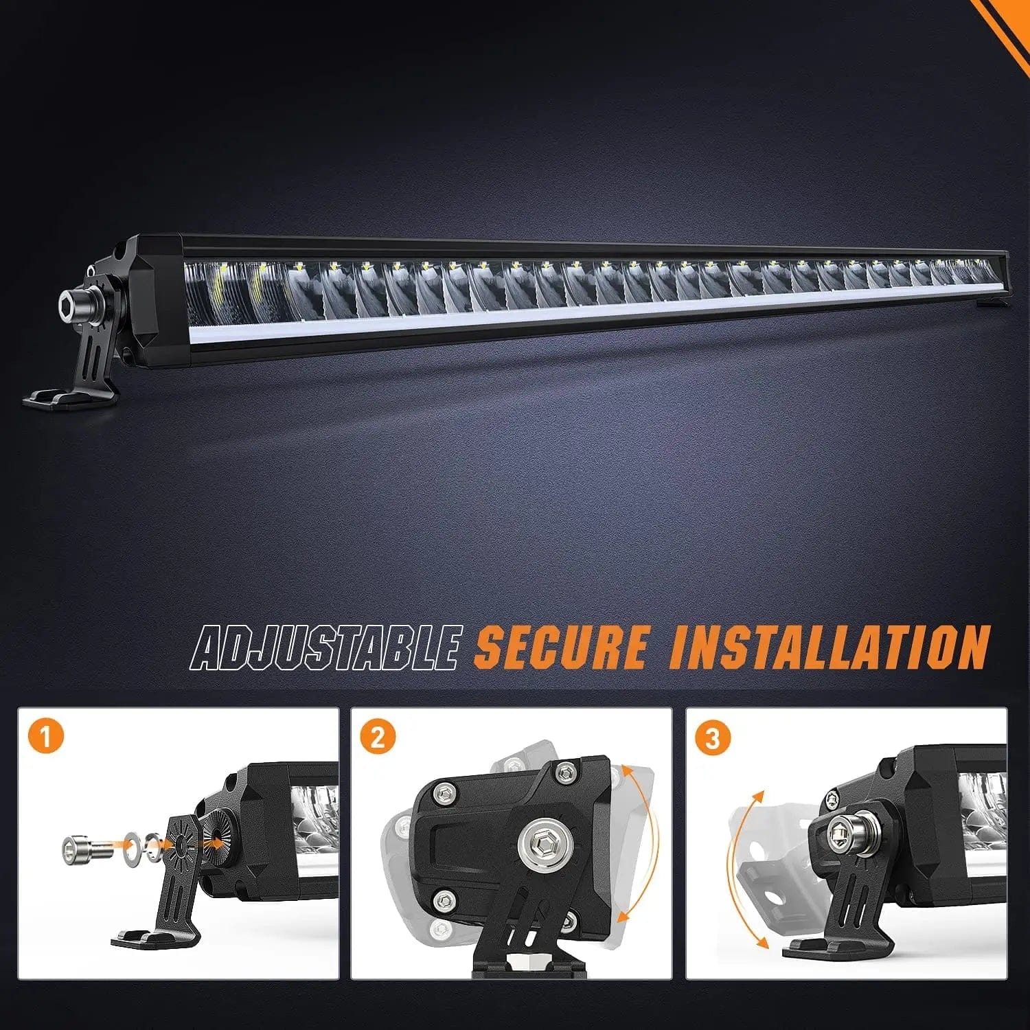 50.5 Inch 210W 21260LM Slim Anti-Glare DRL Spot Flood LED Light Bar | 14AWG DT Wire Nilight