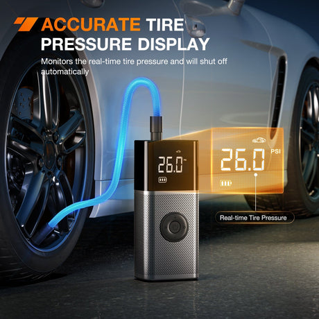 Tire Inflator Portable Air Compressor Rechargeable 12VDC 150PSI Cordless Battery Cigarette Powered Nilight