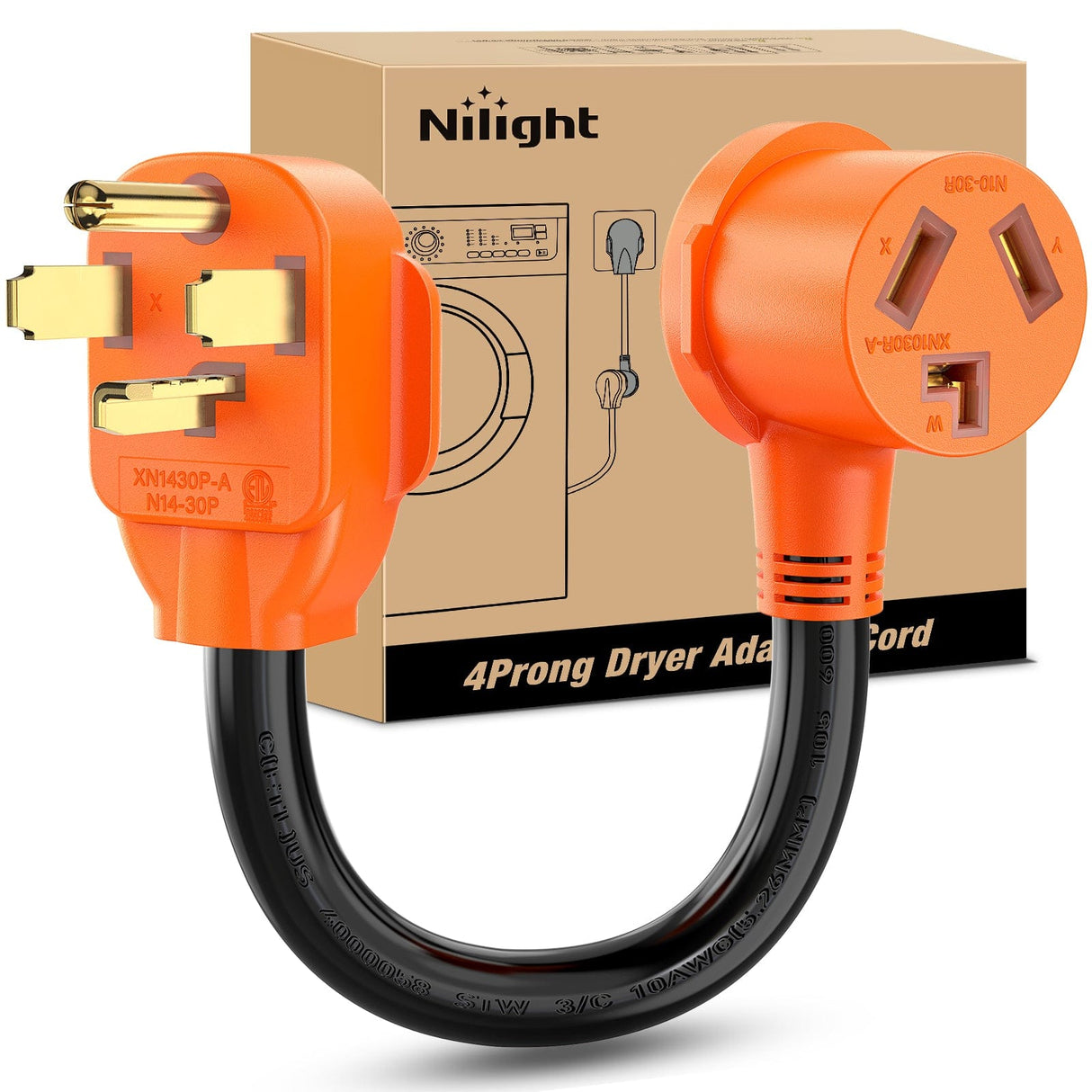 30 Amp to 30 Amp 4 Prong  Dryer Adapter Cord Nilight