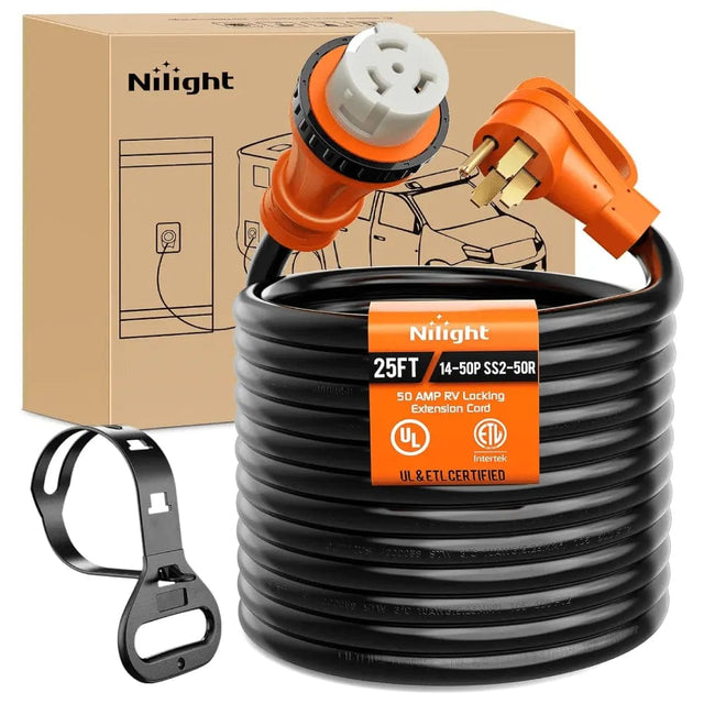 50AMP 25FT RV Locking Extension Cord Nilight