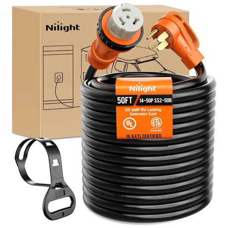 50AMP 50FT RV Locking Extension Cord Nilight