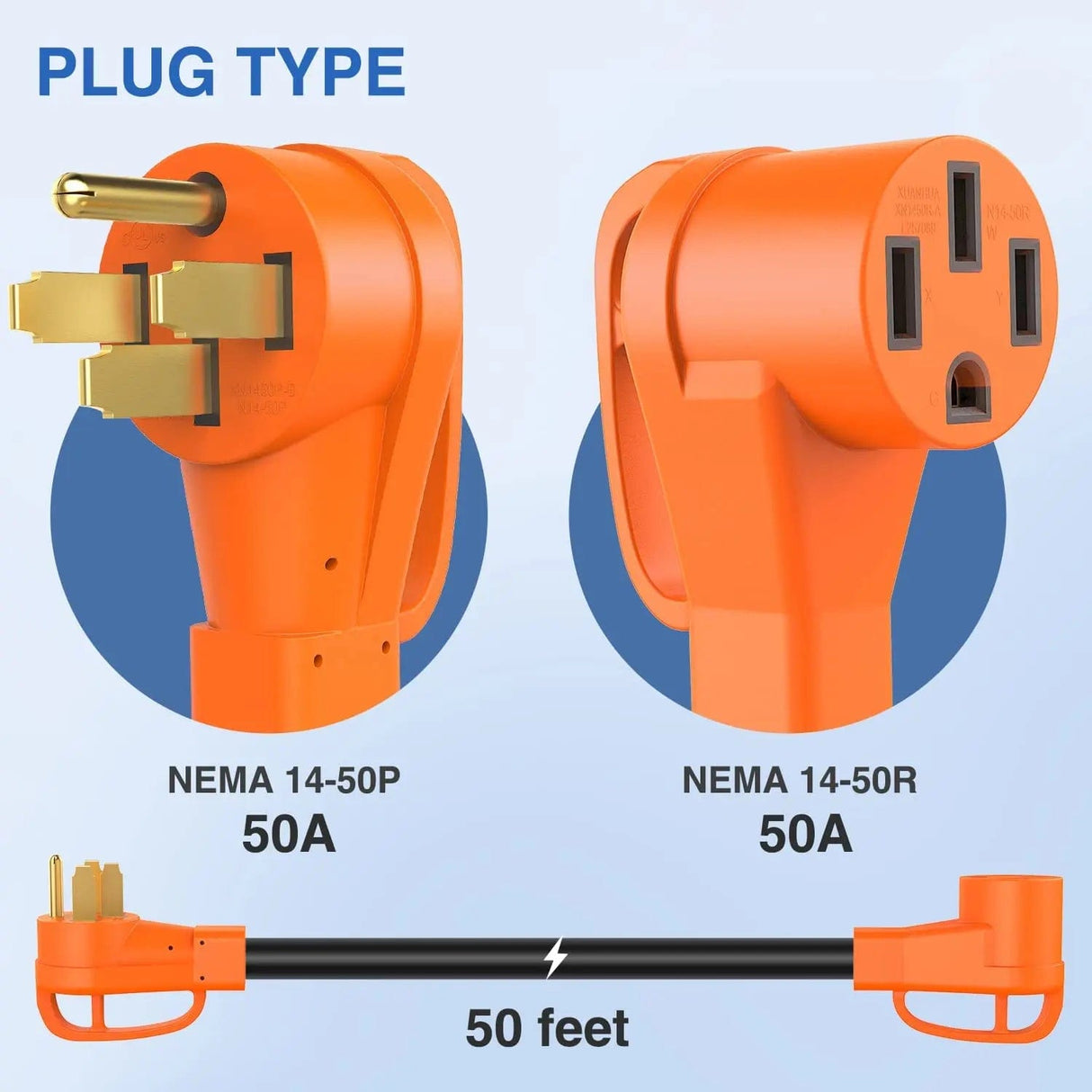 50Amp 50FT RV Extension Cord Nilight