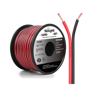 16AWG 50FT Wire Copper Clad Aluminum 2 Conductor Parallel Wire Red Black 12V/24V DC Cable Flexible Extension Cords for Model Train Car Audio Radio Amplifier DIY Nilight