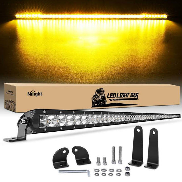 51 Inch 250W 15500LM Amber Slim Spot Flood Led Light Bar | 2 Style Mounts Nilight