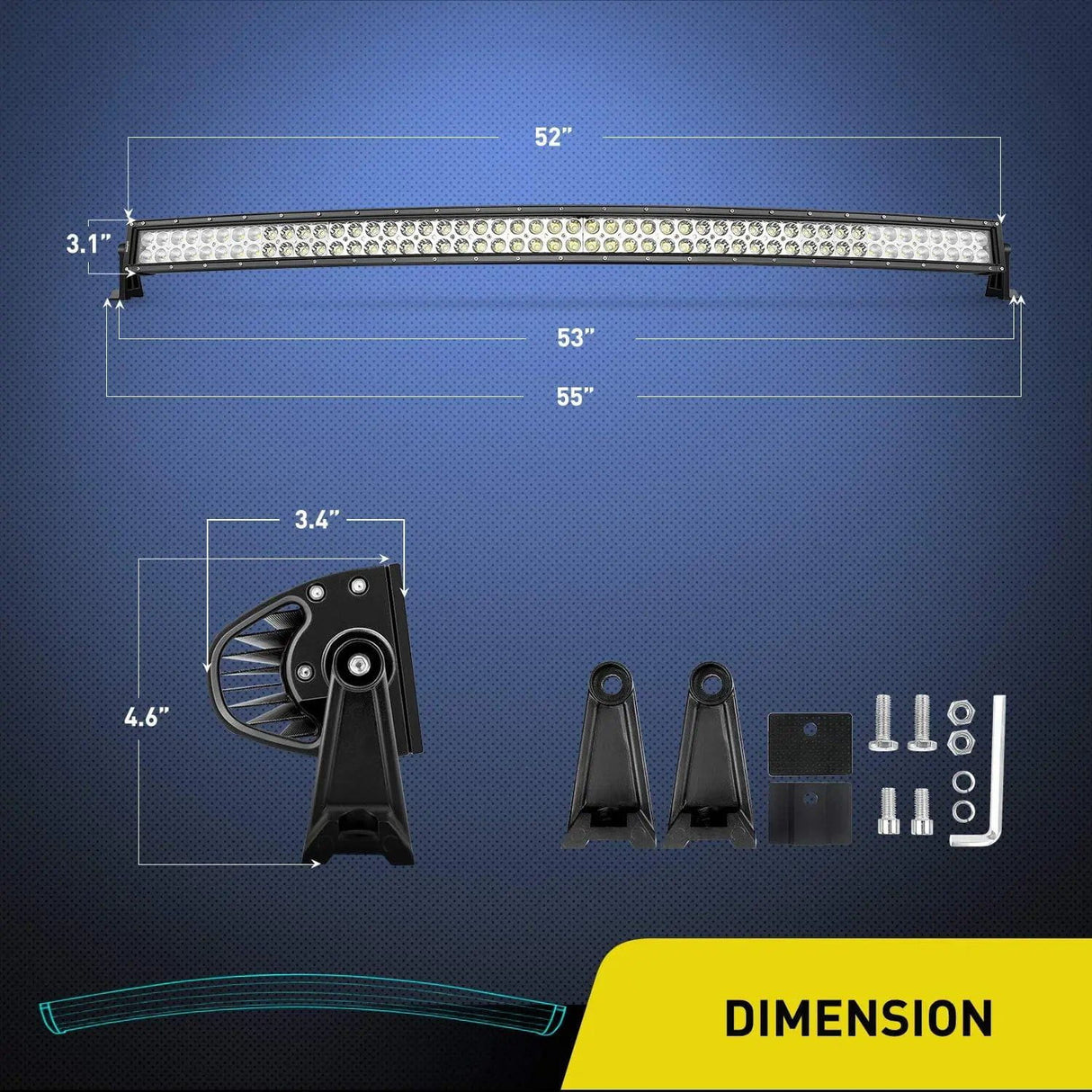 LED Light Bar 52" 300W Curved Spot Flood Combo LED Light Bar