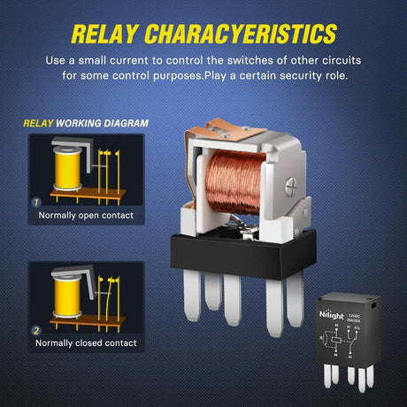 5Pack 5Pin SPST Electrical Relays Nilight