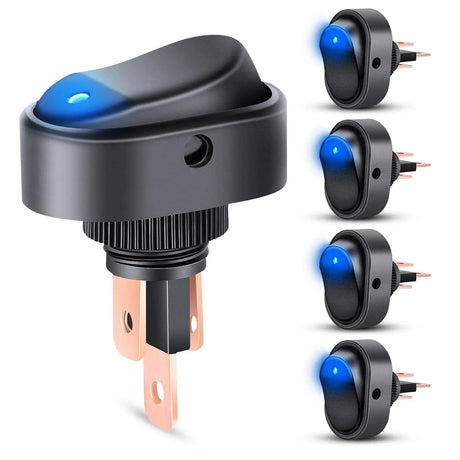 5Pcs 12V 30A Round Toggle LED Switch with Blue LED Indicator Nilight