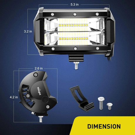 LED Light Bar 5" 72W 10800LM Double Row Flood Led Light Bars (Pair)