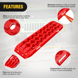 Off-Road Recovery Traction Boards For 4WD 4X4 with 2PCS Mounting kit Zipper Bag 2 leashes (Red) Nilight