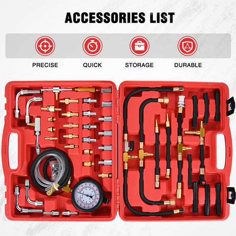 48 pcs 0-140 PSI Fuel PSI Fuel Injection Pump Pressure Gauge Petrol Engine Diagnostic Tester Kit Nilight