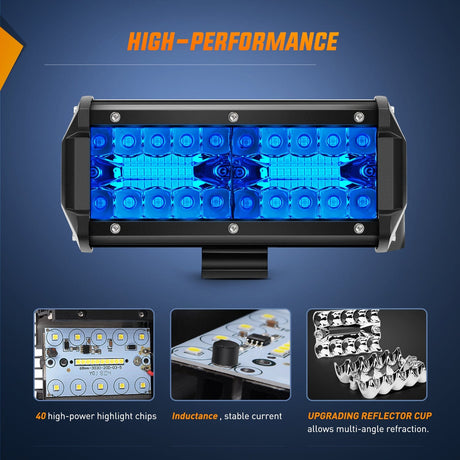 6.5 Inch 120W Triple Row Spot Blue Led Pods (Pair) Nilight