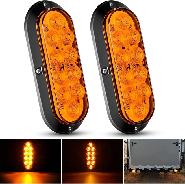 6 Inch Oval Amber Upgrade LED Trailer Tail Lights (Pair) Nilight