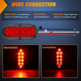 6 Inch Oval Red Upgrade LED Trailer Tail Lights (Pair) Nilight