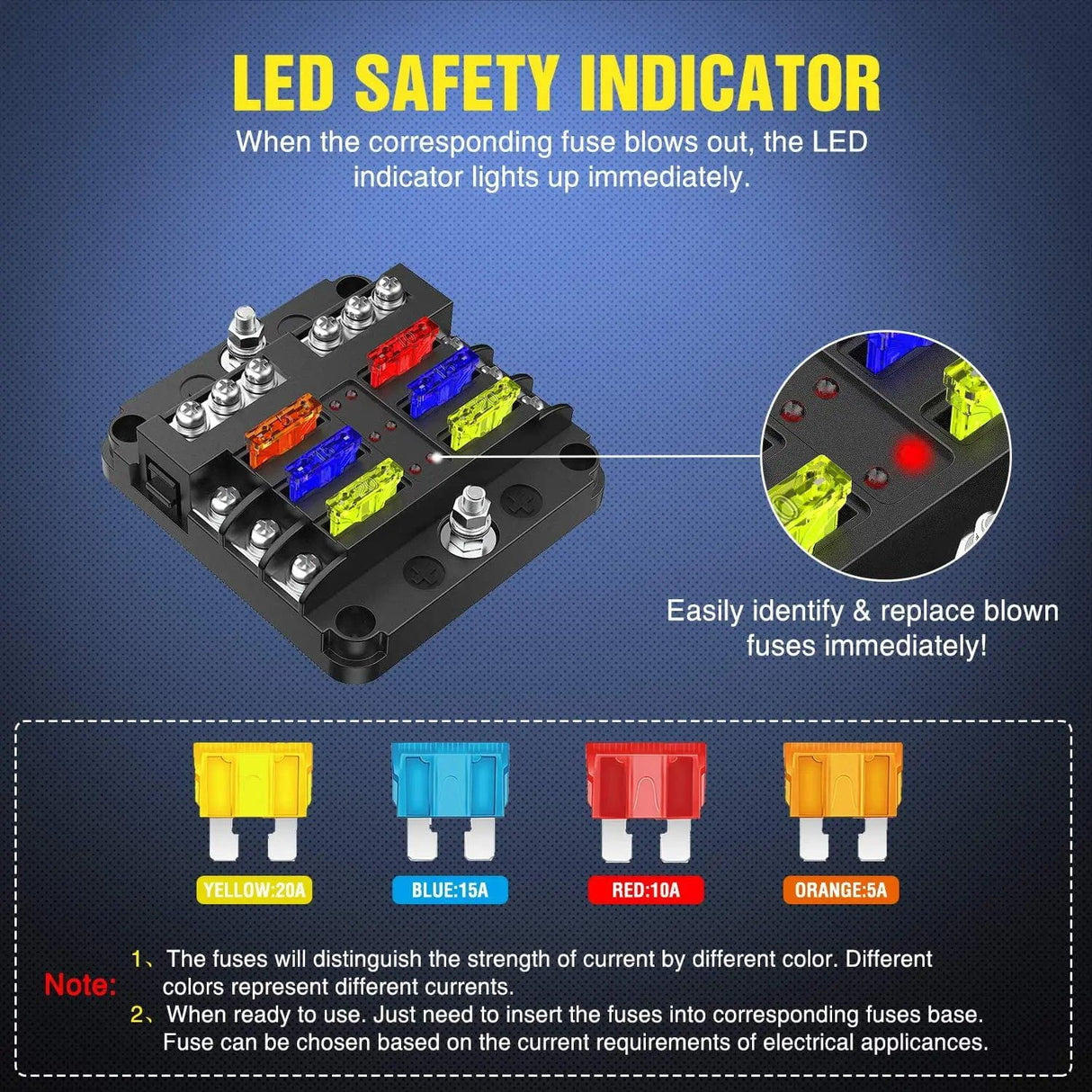 Accessories 6 Way Blade Fuse Block