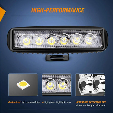 LED Work Light 6.3" 18W Flood Led Work Lights (Pair)