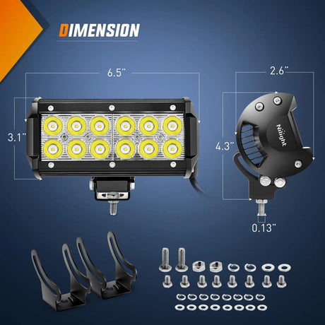 LED Light Bar 6.5" 36W 1260LM Double Row Spot Led Light Bars (Pair)