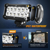 LED Light Bar 6.5" 36W 1260LM Double Row Spot Led Light Bars (Pair)