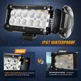 LED Light Bar 6.5" 36W 3600LM Double Row Flood LED Light Bars (2 Pairs)