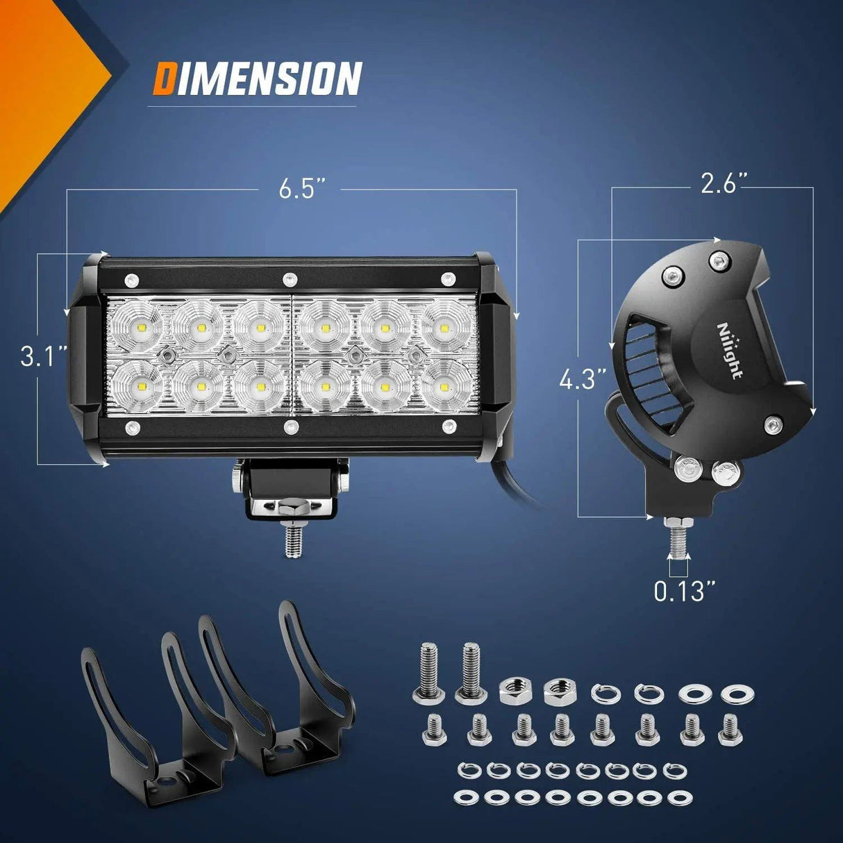 Light Bar Wiring Kit 6.5" 36W Double Row Flood LED Light Bar Kit | 10FT Wire 3Pin Switch