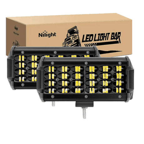 LED Light Bar 6.5" 72W 7200LM Quad Row Spot Led Light Bars (Pair)