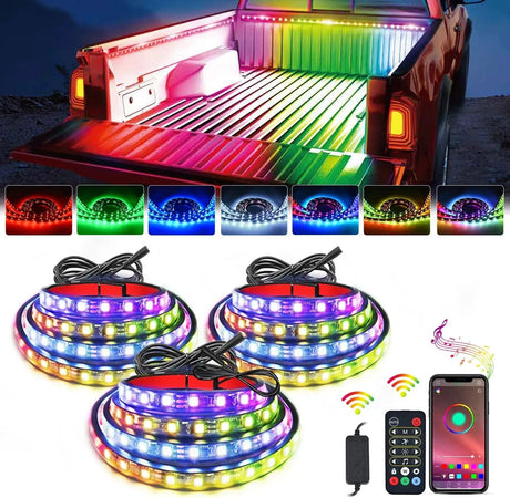 60 Inch 135Leds RGBIC APP RF Remote Control LED Bed Light Strip 3PCS Nilight