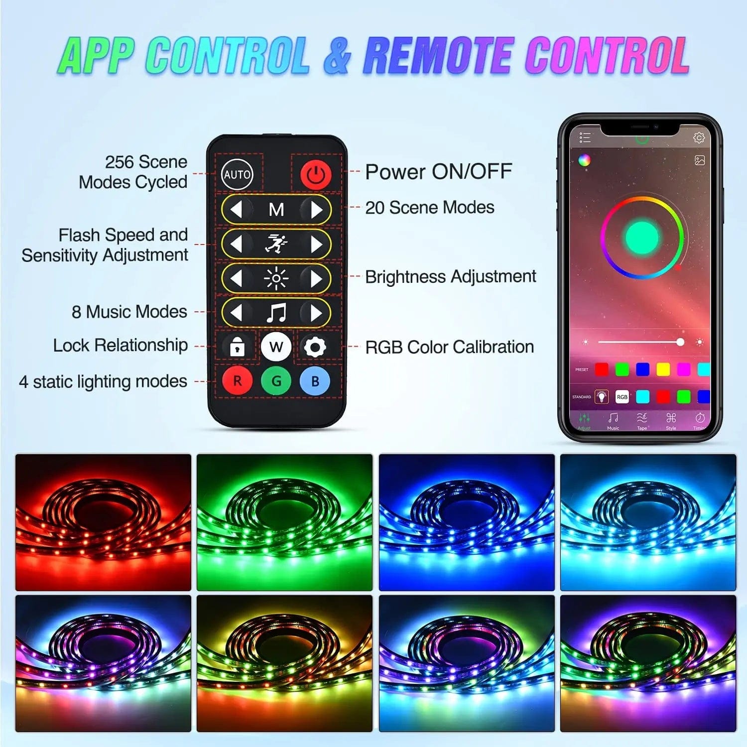 60 Inch 135Leds RGBIC APP RF Remote Control LED Bed Light Strip 3PCS Nilight