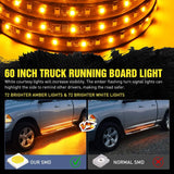 60 Inch 144 Leds Running Board Amber White Light Strip (Pair) Nilight