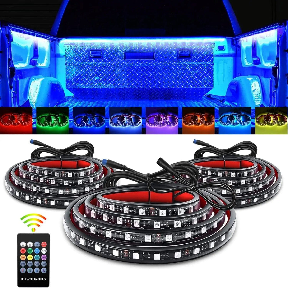 60 Inch 270Leds RGB RF Remote LED Bed Light Strip 3PCS Nilight