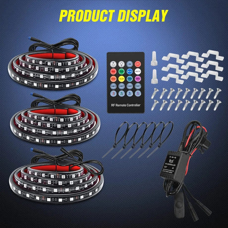 60 Inch 270Leds RGB RF Remote LED Bed Light Strip 3PCS Nilight