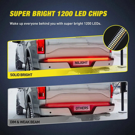 60 Inch Aluminum Frame Triple Row 1200 Leds Red White Amber Light Strip Nilight