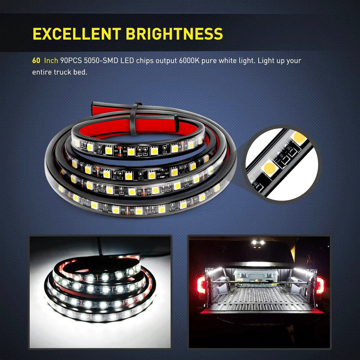 Led light Strip 60” 180Leds LED Bed Light Strip 2PCS