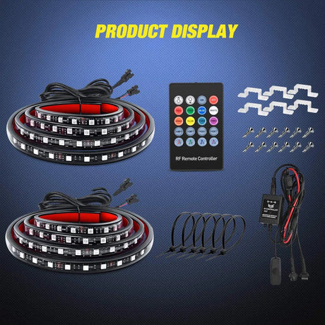 Led light Strip 60” 180Leds RGB RF Remote Control LED Bed Light Strip 2PCS