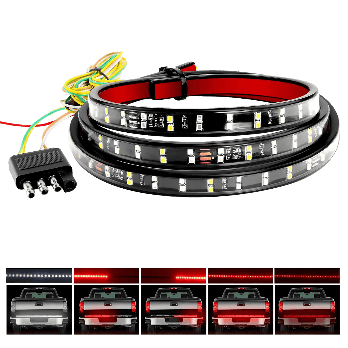 Led light Strip 60” 264Leds Red White Double Row LED Tailgate Light Strip