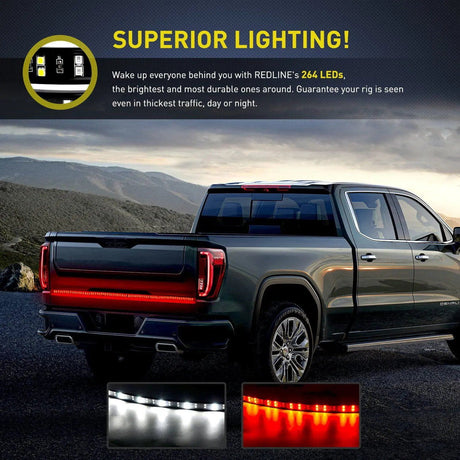 Led light Strip 60” 264Leds Red White Double Row LED Tailgate Light Strip