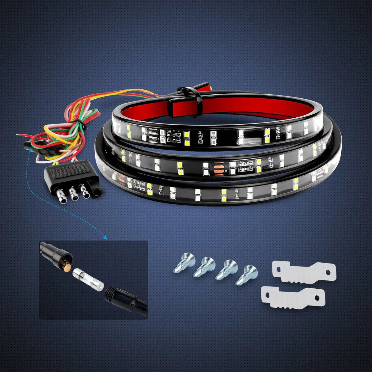 Led light Strip 60” 264Leds Red White Double Row LED Tailgate Light Strip