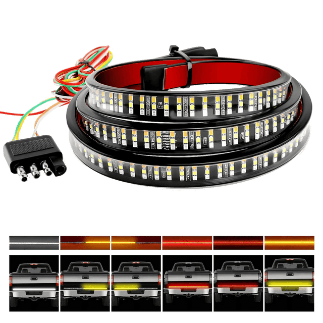 Led light Strip 60” 504Leds Red White Triple Row LED Tailgate Light Strip