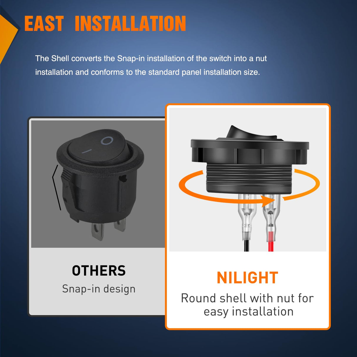 5PCS ON Off Round SPST 20mm Mini 12 Volt DC 2 Pin Circle Toggle Switch with 160mm Wiring Harness Nilight