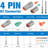 4 PIN DT Connector Kit 3 Sets Size 16 Solid Contacts Waterproof Male Female Terminal for 14-20 AWG DT Series Connector nilight