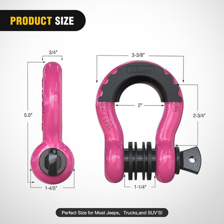 3/4 inch D-Ring Shackle Fuchsia (Pair) Nilight