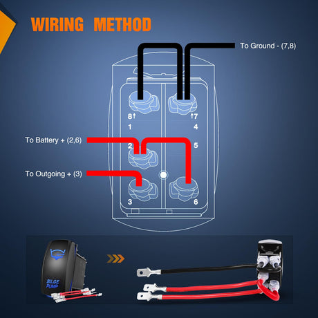 5Pin Laser On/Off SPST Bilge Pump Rocker Switch Blue Nilight