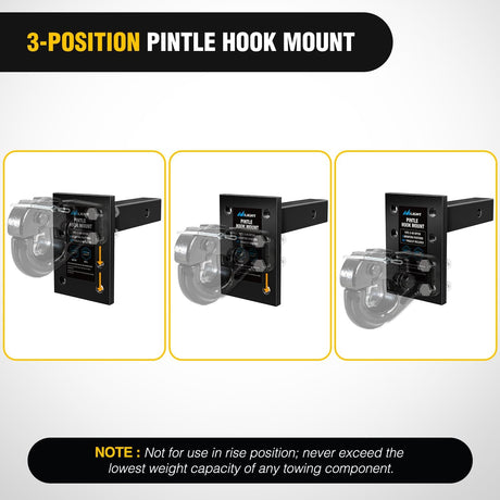 3-Position Pintle Hook Mount for 2 Inch Hitch Receiver Nilight