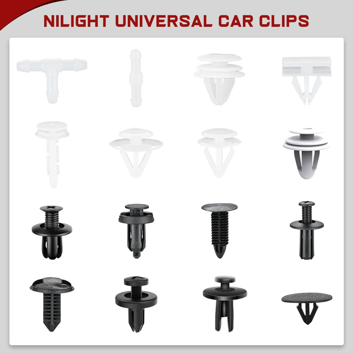 1001 Pcs Universal Car Clips Mixed Auto Bumper Fender Trim Door Panel Shield Engine Cover Retainer Rivet Push Clips for GM Ford Chrysler Toyota Lexus Honda Acura Dodge Jeep Nilight