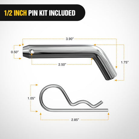 Trailer Hitch Ball Mount with 1/2in Hitch Pin Clip Fits 1-1/4in Receiver 3,500 lbs 3/4in Hole 5in Rise Nilight