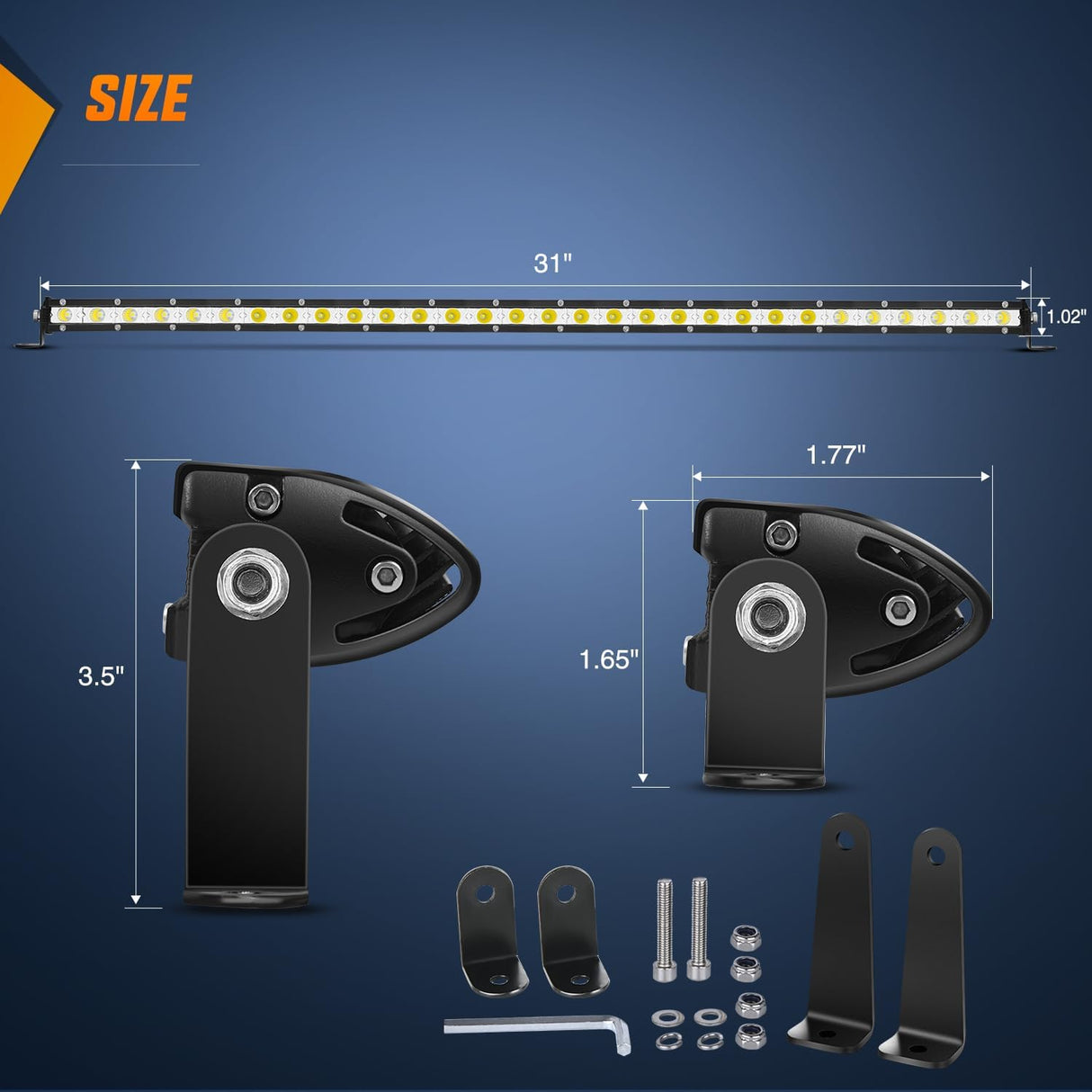 31 Inch 90W 30LED Single Row Ultra-Slim Spot Flood Combo LED Light Bars Nilight