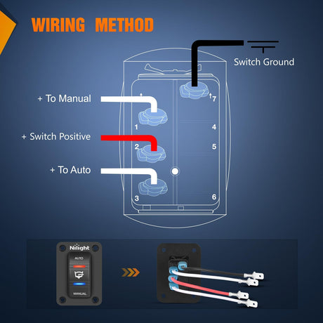 4 Pin Bilge Pump Rocker Switch with Panel and Jumper Wires Nilight Led Light