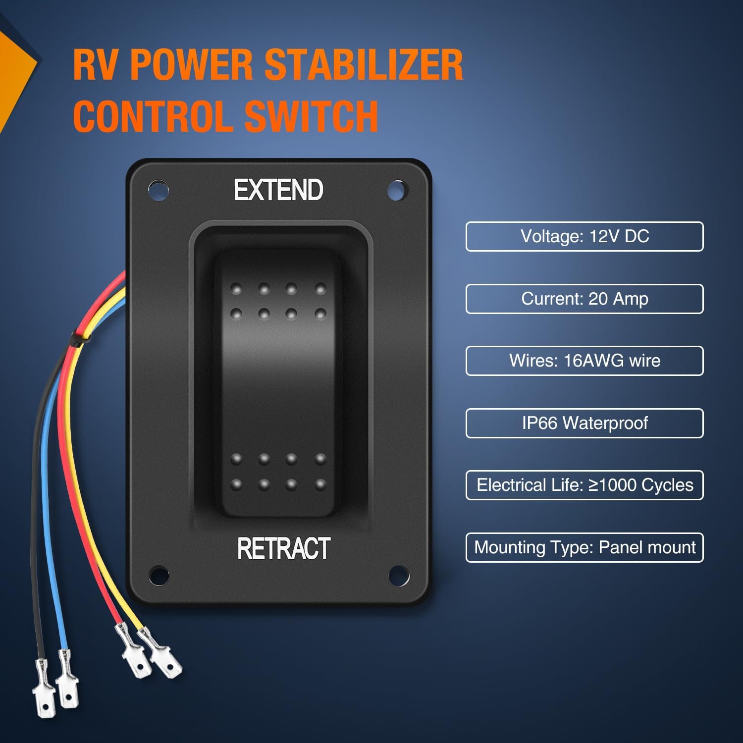 4 Pin RV Electric Stabilizer Jack Switch Nilight Led Light
